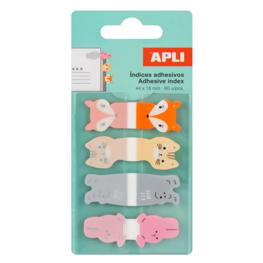80 index adhésifs - motifs enfantins animaux mignons - repositionnables - pour agendas - livres et devoirs