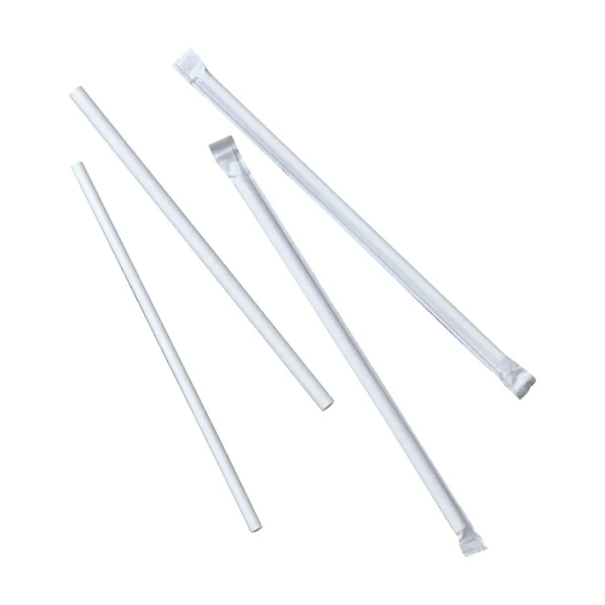 500 pailles carton blanc - D66 x 197 mm - emballées individuellement