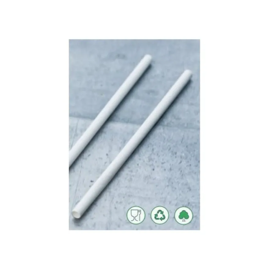 5000 pailles carton blanc - D66 x 197 mm - emballée individuellement