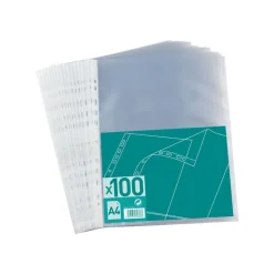 100 Pochettes perforées - A4 - pour 20 feuilles - 4/100