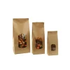 100 Sachets kraft alimentaires à fenêtre - 28,5 x 10 + 5,5 cm