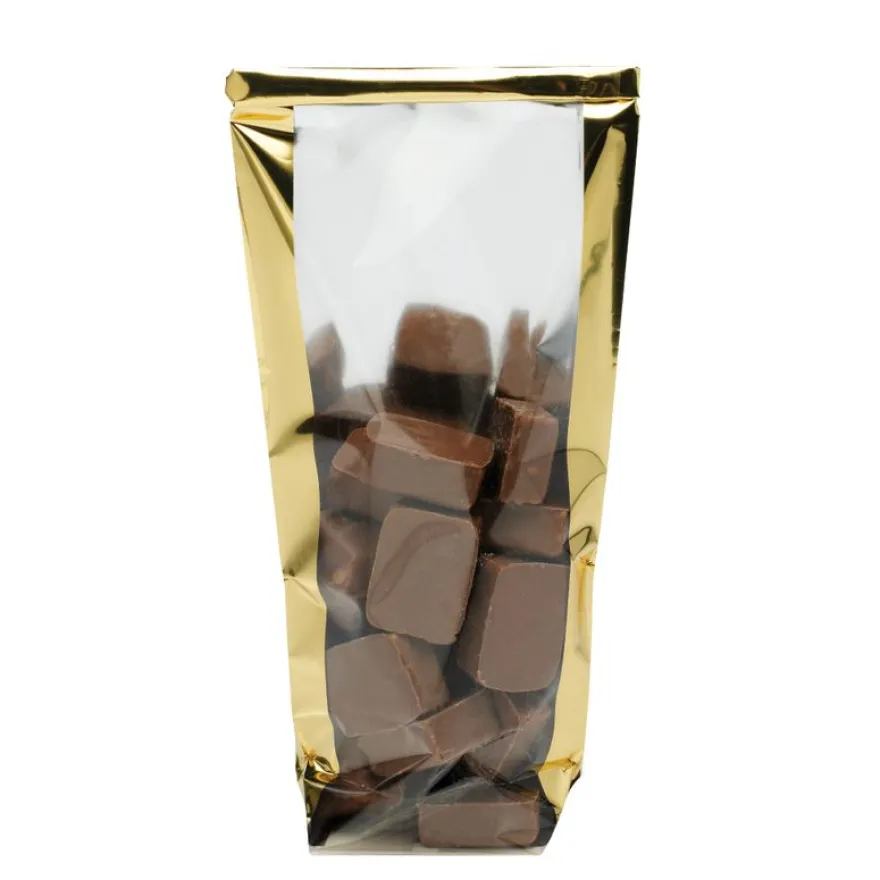 100 Sacs à fond rigide impression métallisé lingot d’or - Face transparente – 10×22 cm – Recyclable