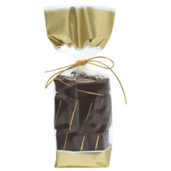 100 Sacs à fond rigide impression métallisé et sa collerette glacé or – 10×22 cm – Recyclable
