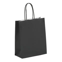 50 Sacs cadeau kraft - poignées torsadées - 18 cm x 8 cm x 24 cm - noir anthracite