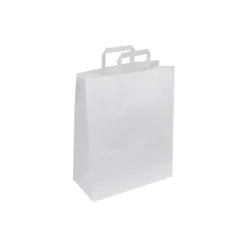 50 Sacs cadeau kraft - poignées plates - 18 cm x 8 cm x 22 cm - blanc
