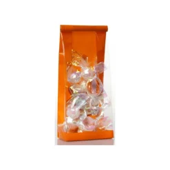 50 Sacs papier à fond rectangulaire avec soufflets latéraux – Orange vif – 8x4×20 cm – Recyclable