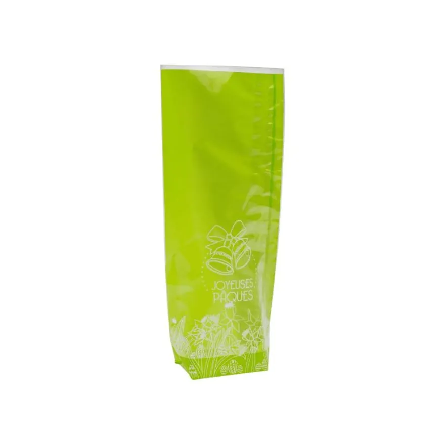 50 Sacs papier à fond rectangulaire avec soufflets latéraux – Citron vert – 8x4×20 cm – Recyclable