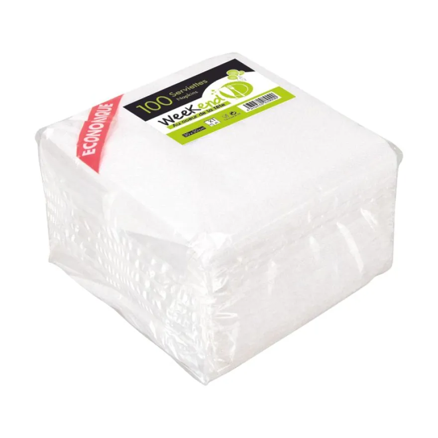 100 serviettes 30 x 30 cm blanches