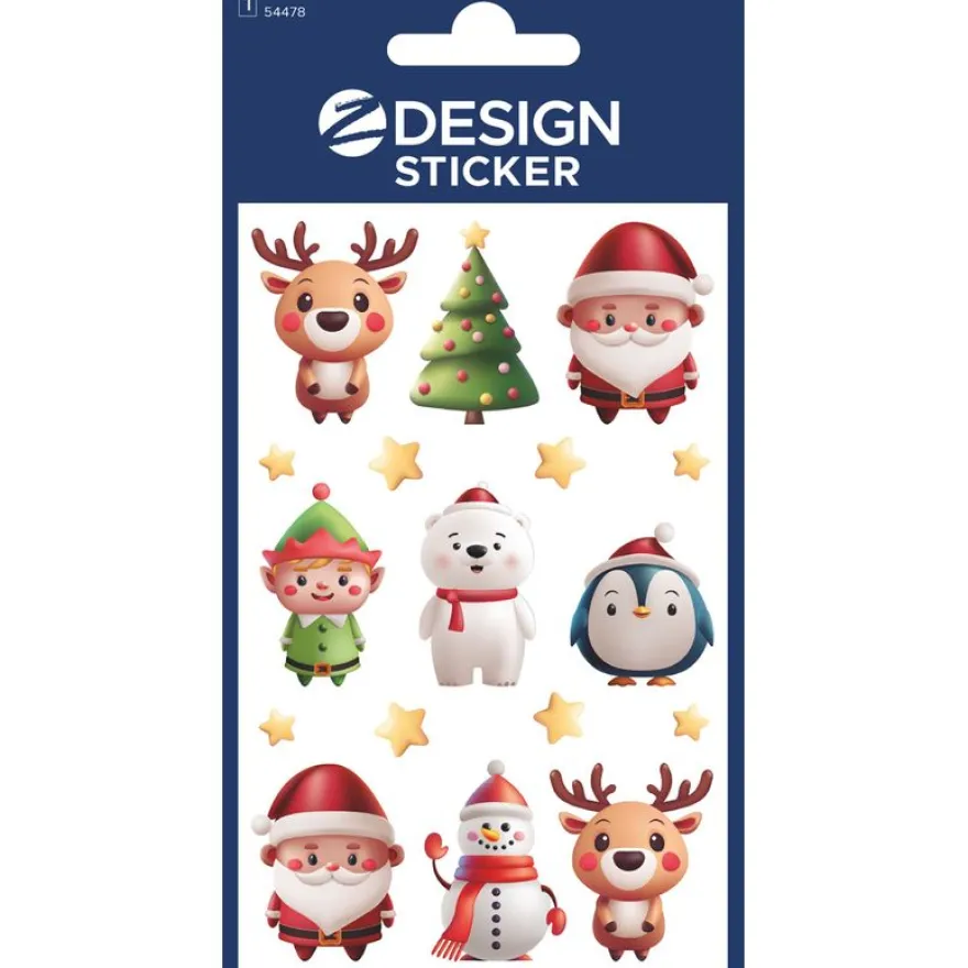 17 stickers personnages de Noël scintillants