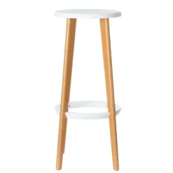 2 Tabourets hauts WOODY - pied hêtre - assise blanche