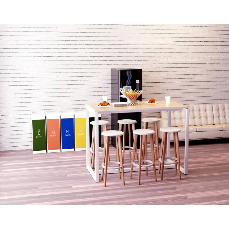 2 Tabourets hauts WOODY - pied hêtre - assise blanche