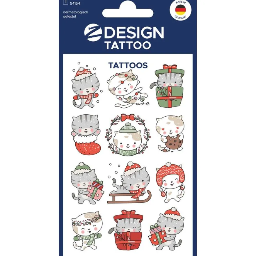 12 tatouages chats de Noël