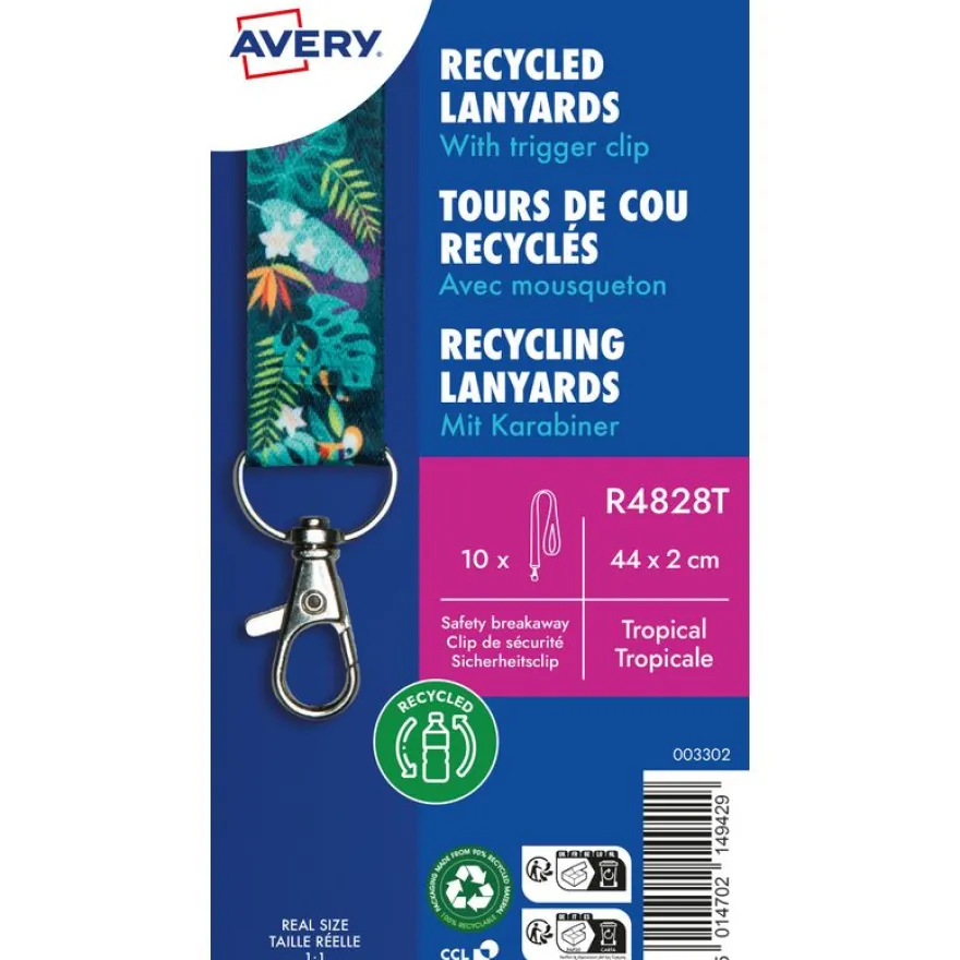 10 tours de cou recyclés avec mousqueton - 44 x 2 cm - Motif tropical