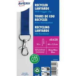 10 tours de cou recyclés avec mousqueton - 44 x 1,5 cm - Bleu