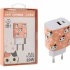 Adaptateur USB Chat Orange i-Total - Charge rapide 20W