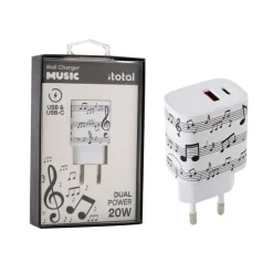 Adaptateur USB Music i-Total : Charge rapide & design rock
