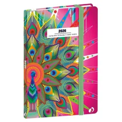 Agenda Année Civile - AFFAIRES FR - Couverture Catalina Estrada avec élastique - - Paon - 10x15 cm - Semainier - 13 mois de décembre à décembre - Quo Vadis