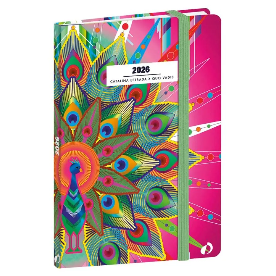 Agenda Année Civile - AFFAIRES FR - Couverture Catalina Estrada avec élastique - - Paon - 10x15 cm - Semainier - 13 mois de décembre à décembre - Quo Vadis