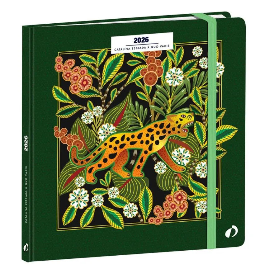 Agenda Année Civile - EXECUTIF FR - Couverture Catalina Estrada avec élastique - Tigre - 16x16 cm - Semainier - 13 mois de décembre à décembre - Quo Vadis