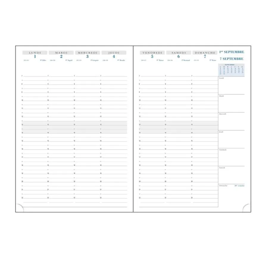 Agenda de bureau 16 mois Vérone - 1 semaine sur 2 pages - 21 x 29,7 cm - disponible dans différentes couleurs - Exacompta
