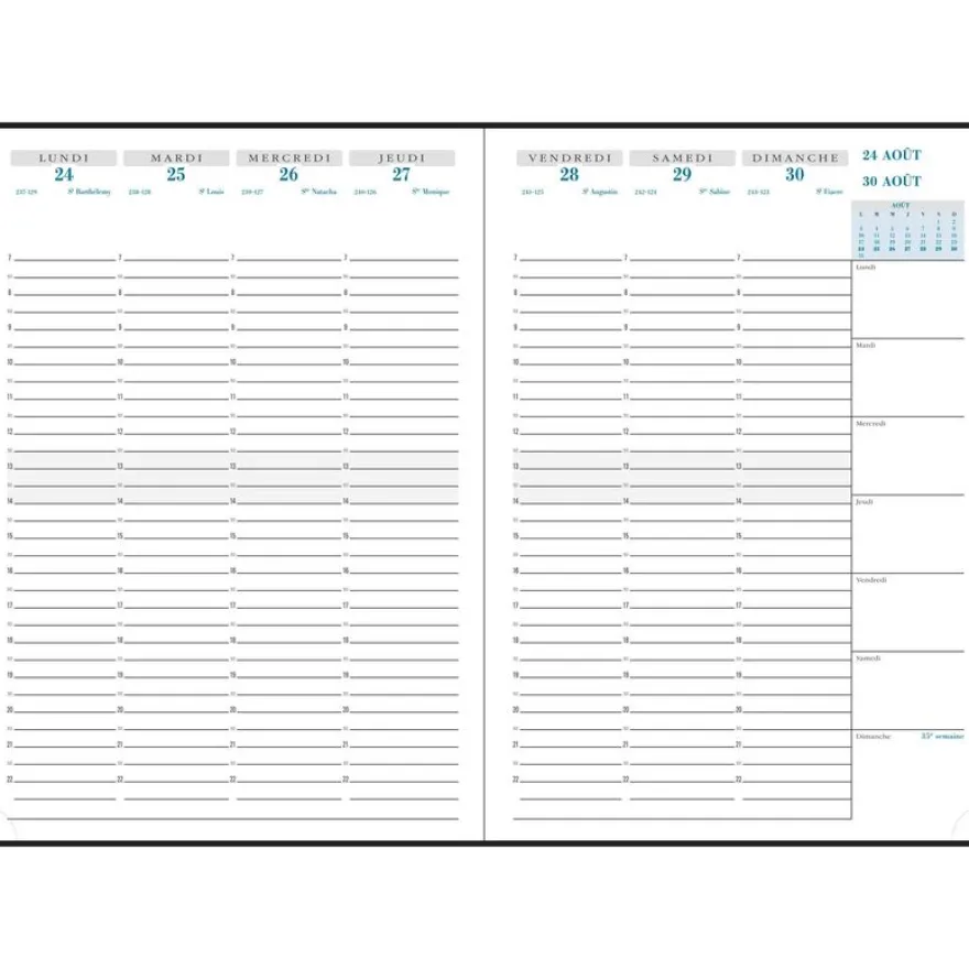 Agenda de bureau 16 mois Vérone - 1 semaine sur 2 pages - 21 x 29,7 cm - Noir - Exacompta