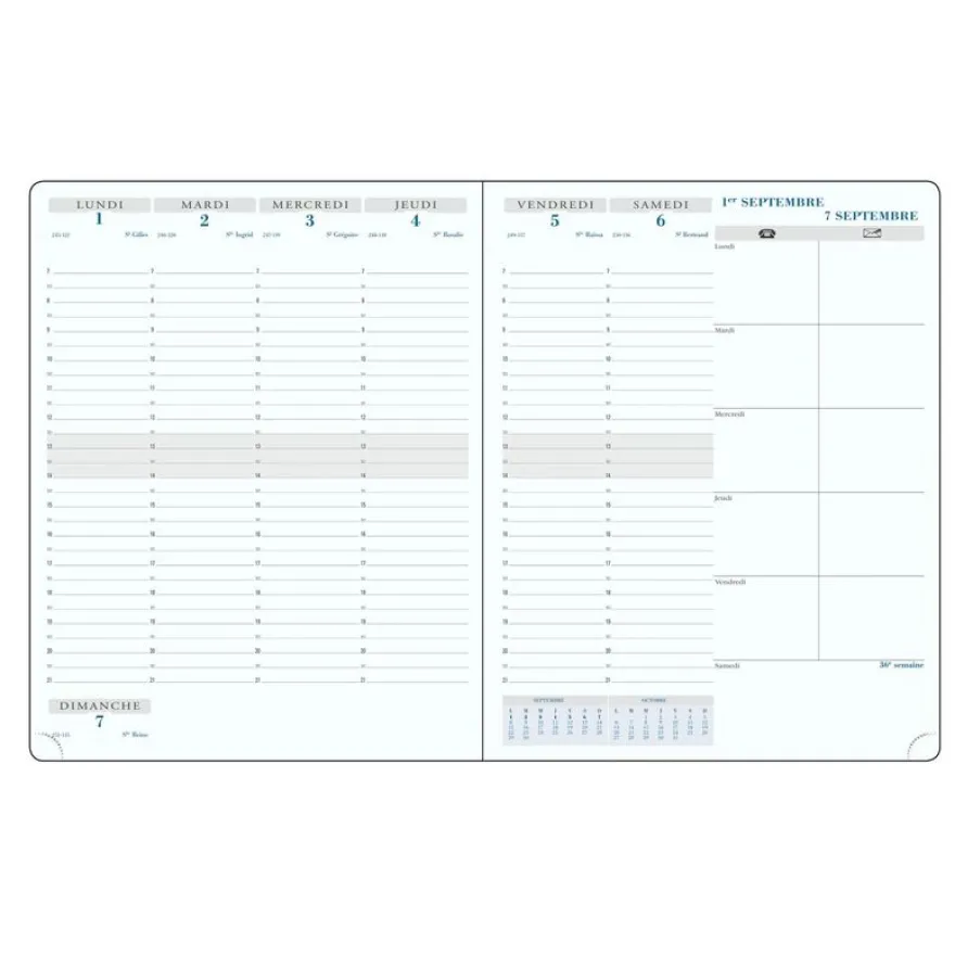 Agenda de bureau Canvas - 1 semaine sur 2 pages - 21 x 27 cm - disponible dans différentes couleurs - Exacompta