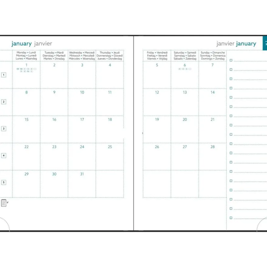 Agenda de bureau Carte EasySlim 21 - 1 mois sur 2 pages - 15 x 21 cm - Bleu azur - Exacompta