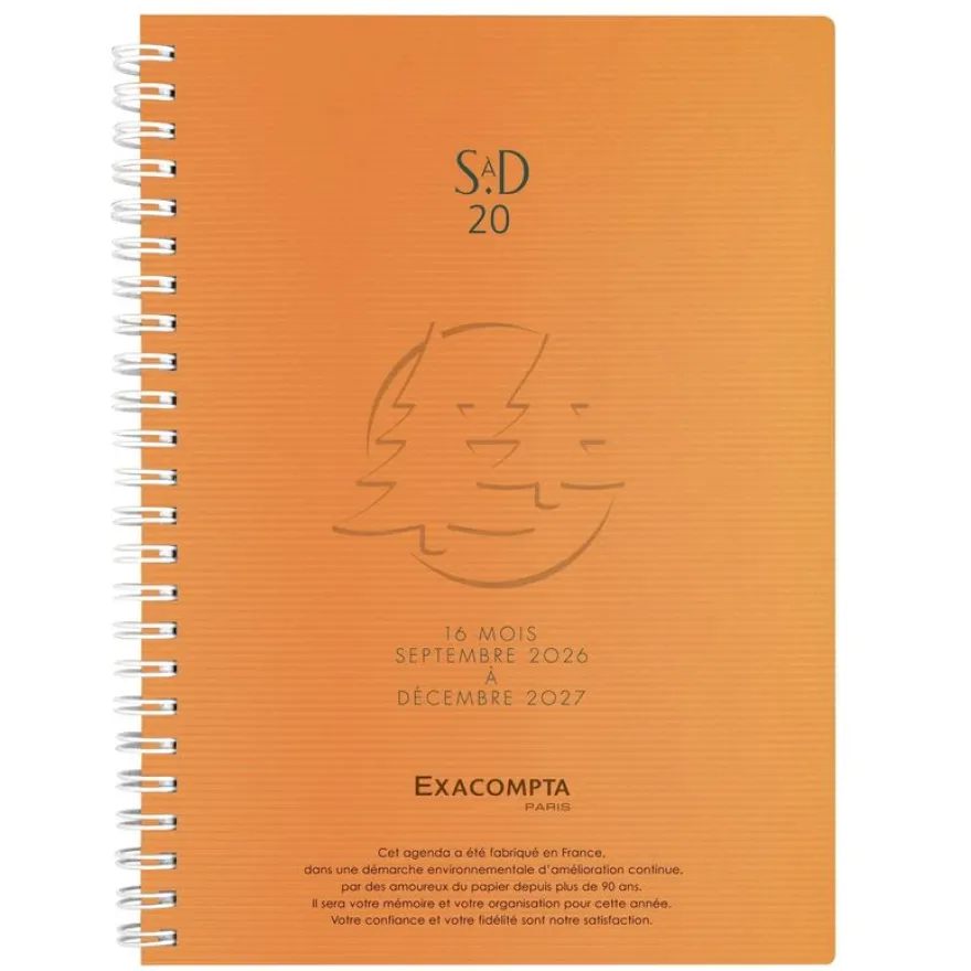 Agenda de bureau spiralé 16 mois Linicolor - 1 semaine sur 2 pages - 15 x 21 cm - disponible dans différentes couleurs - Exacompta