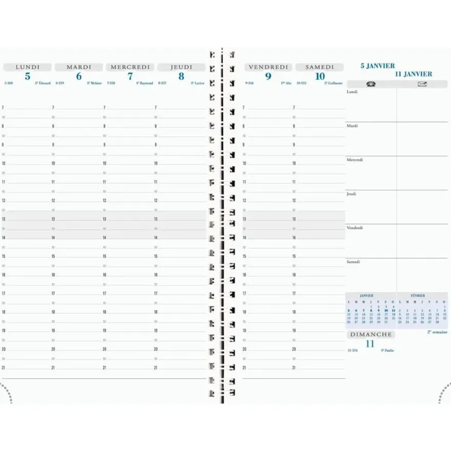 Agenda de bureau spiralé 16 mois Linicolor - 1 semaine sur 2 pages - 15 x 21 cm - disponible dans différentes couleurs - Exacompta