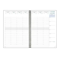 Agenda de bureau spiralé 16 mois Gustave - 1 semaine sur 2 pages - 21 x 29,7 cm - Marine/Grège - Exacompta