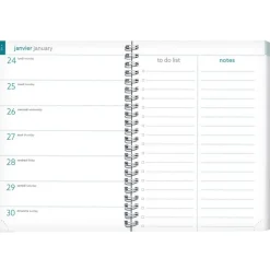 Agenda de bureau spiralé 16 mois Léo - 1 semaine sur 1 page - 15 x 21 cm - beige - Exacompta