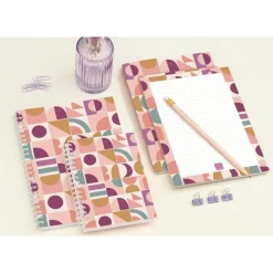 Agenda de bureau spiralé 16 mois Paloma - 1 semaine sur 1 page - 15 x 21 cm - Géométrique - Exacompta