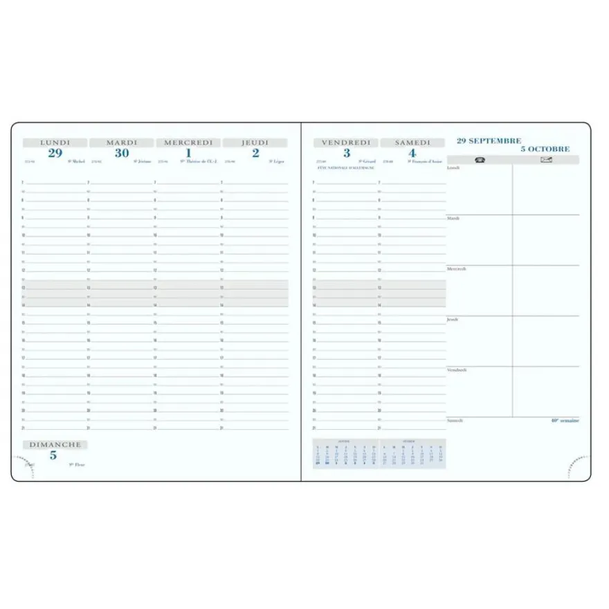 Agenda de bureau Winner - 1 semaine sur 2 pages - 18,5 x 22,5 cm - disponible dans différentes couleurs - Exacompta