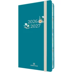 Agenda de poche à élastique Tivoli - 1 semaine sur 2 pages - 9,5 x 17,5 cm - bleu canard - Oberthur
