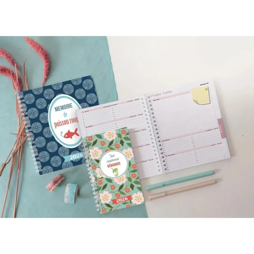 Agenda de poche Dodo & Cath Lady 16S spiralé - 1 semaine sur 2 pages - 9 x 16 cm - Poisson rouge - Exacompta