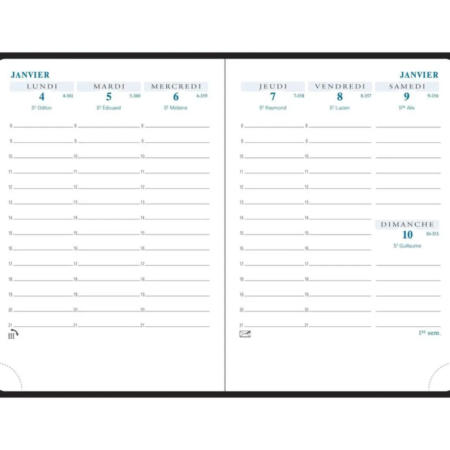 Agenda de poche Eden - 1 semaine sur 2 pages - 9 x 13 cm - disponible dans différentes couleurs - Exacompta