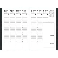 Agenda de poche Lecas Economique - 1 semaine sur 2 pages - 10 x 15 cm - noir