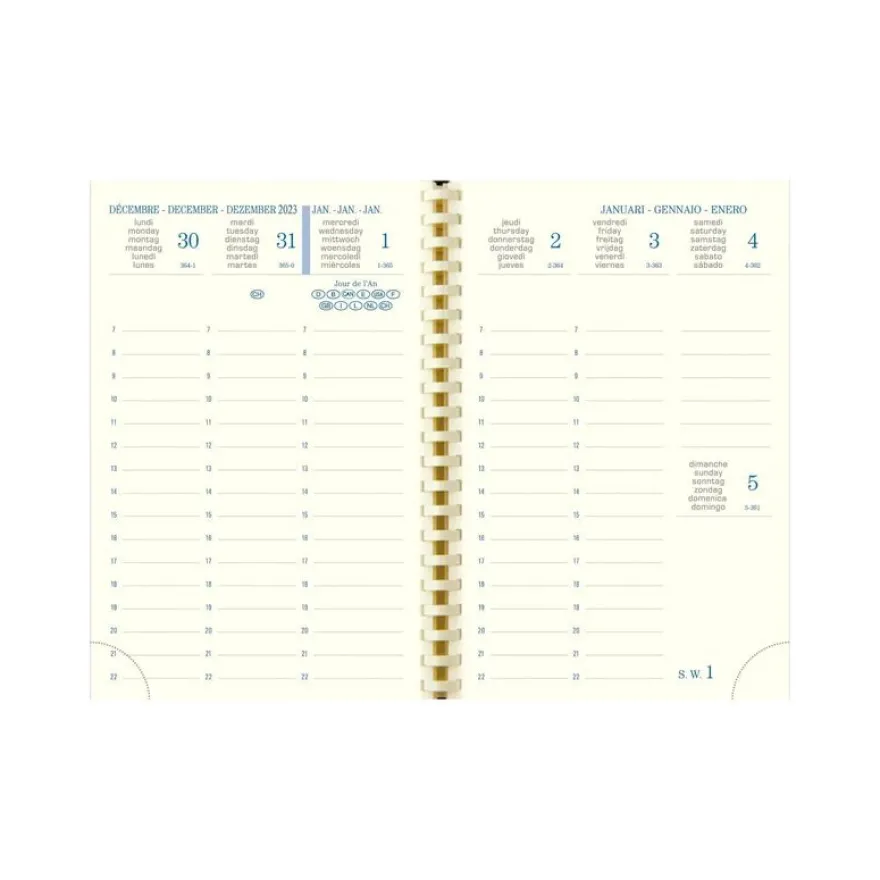 Agenda de poche spiralé 16 mois Méline - 1 semaine sur 2 pages - 9 x 13 cm - disponible dans différentes couleurs - Exacompta