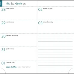 Agenda de poche spiralé Amélie EasyTime 17 - 1 semaine sur 2 pages - 9 x 17,5 cm - disponible dans différentes couleurs - Exacompta