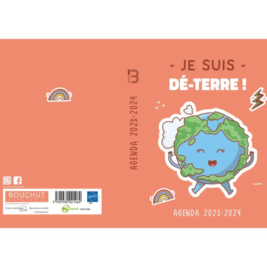 Agenda Fun - 1 jour par page - 12,5 x 17,5 cm - terre - Bouchut