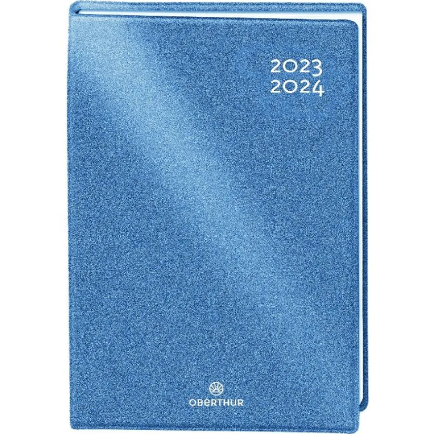 Agenda Gomme Métallisée - 1 jour par page - 12,5 x 17,5 cm - bleu - Oberthur