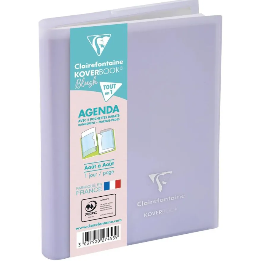Agenda Koverbook Pastel - 1 jour par page - 12 x 17 cm - disponible dans différentes couleurs - Exacompta