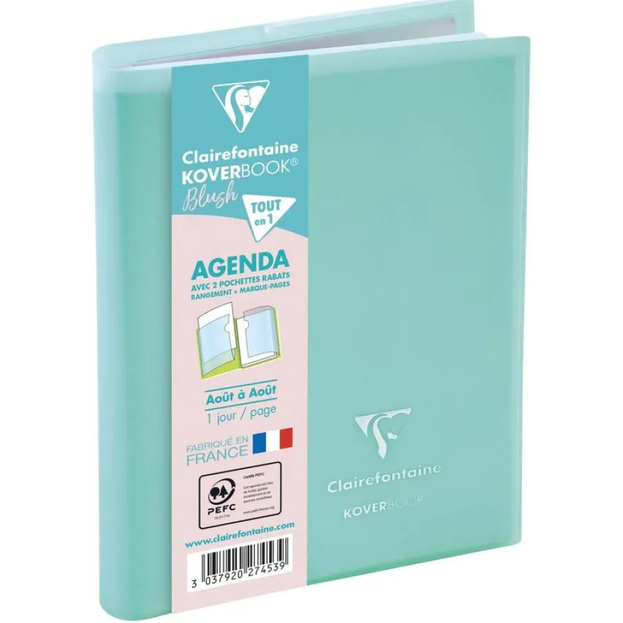 Agenda Koverbook Pastel - 1 jour par page - 12 x 17 cm - disponible dans différentes couleurs - Exacompta