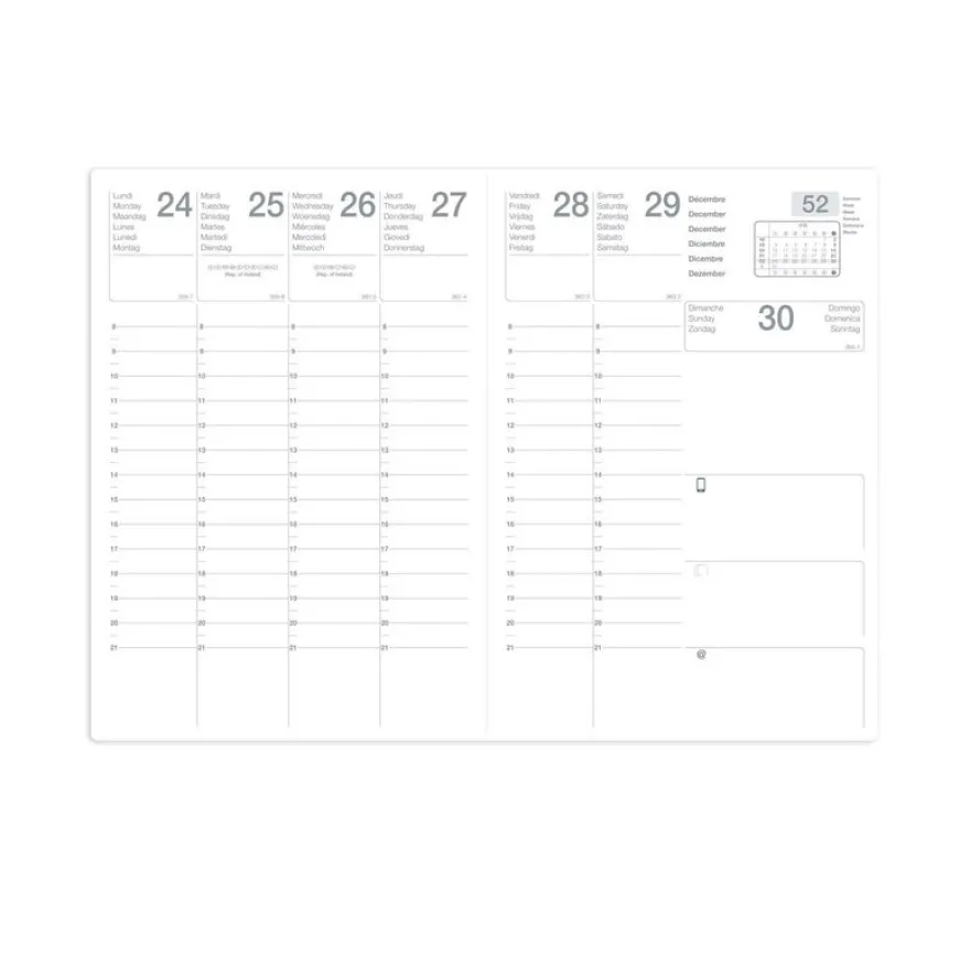 Agenda Pluton - 1 semaine sur 2 pages - 9 x 12,5 cm - noir - Quo Vadis