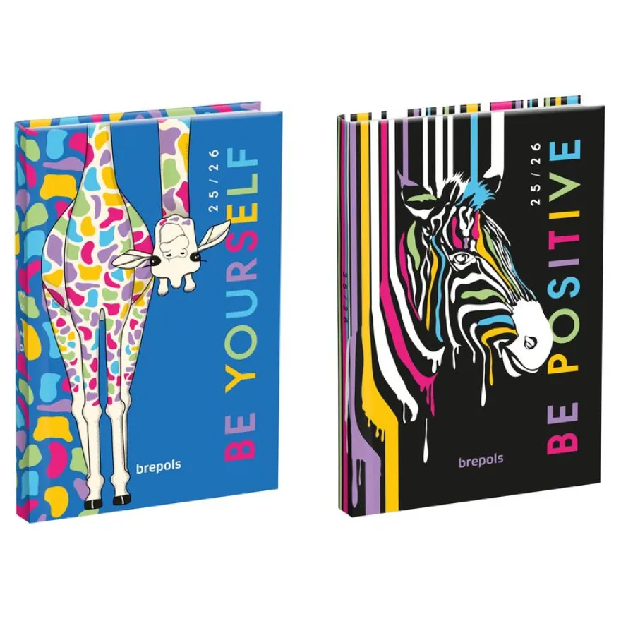 Agenda Pozootivity - 1 jour par page - 11,5 x 16,9 cm - différents modèles disponibles - Brepols