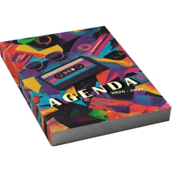 Agenda scolaire journalier 12 x 17 cm - couverture souple - motif rétro