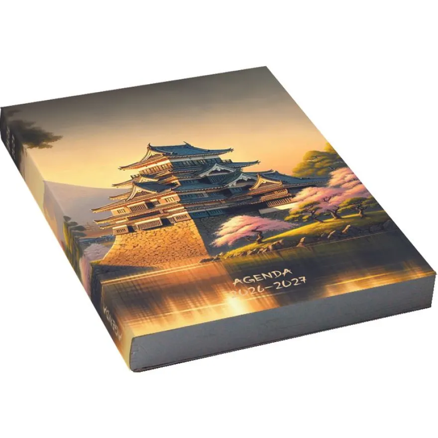 Agenda scolaire journalier 12 x 17 cm - couverture souple - motif japon