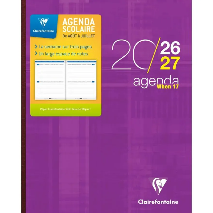 Agenda When - 1 semaine sur 3 pages - 16 x 22 cm - disponible dans différentes couleurs - Exacompta