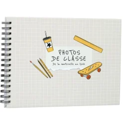 Album photos à spirales ERICA "Mes Photos de classe" pour 40 photos 22 x 29,5 cm coloris beige