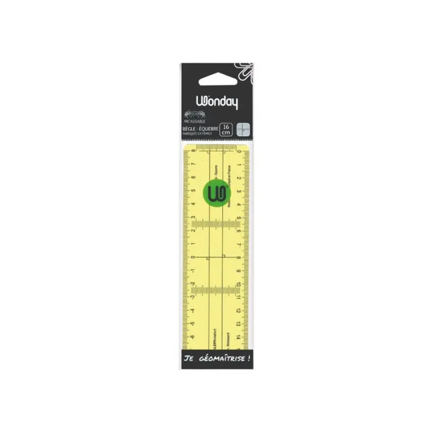 ALEPH - Réquerre - règle carré - 17 cm - jaune